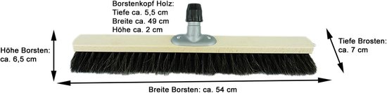 2x paardenhaar bezems 50 cm bezemkop I bezem zonder steel I paardenhaar zwart I halbezem brede veegbezem huishoudbezem werkplaatsbezem balkon — afbeelding 5