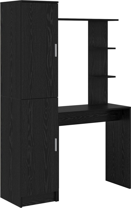 Badkamermeubelset 4-delig, dubbele wastafel 160cm, in eiken en zwart