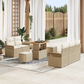 vidaXL - 8-delige - tuinset - met - kussens - in - beige - poly - rattan - en - acacia