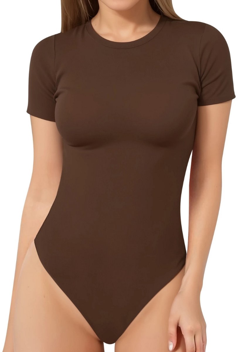 100 Bodysuit Dames - Jumpsuit - Corrigerend Ondergoed - Body plunge - Lingerie - Setje Vrouwen - Koffie
