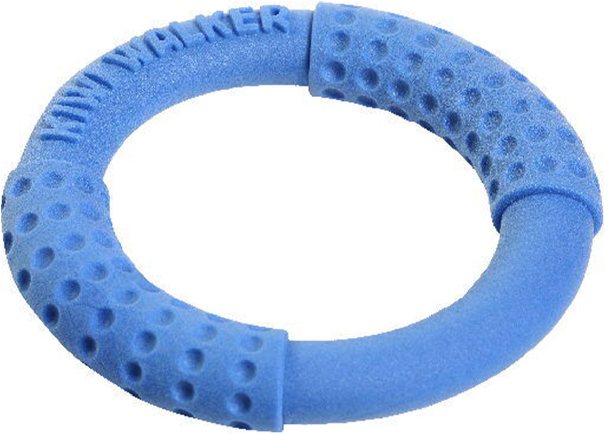 Kiwi Walker ring voor honden - duurzaam - sterk - drijvend - zacht voor de tanden- jumping - interactie tussen baasje en hond - 17 cm . BLAUW