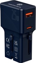 needventure® Mini Reisstekker 213 landen - Universele Wereldstekker - 2 USB-C & 3 USB-A - Reisadapter Wereld Amerika (USA), Engeland (UK), Australië, Zuid Amerika, Afrika, Italië, Thailand - USB C Fast Charge Functie
