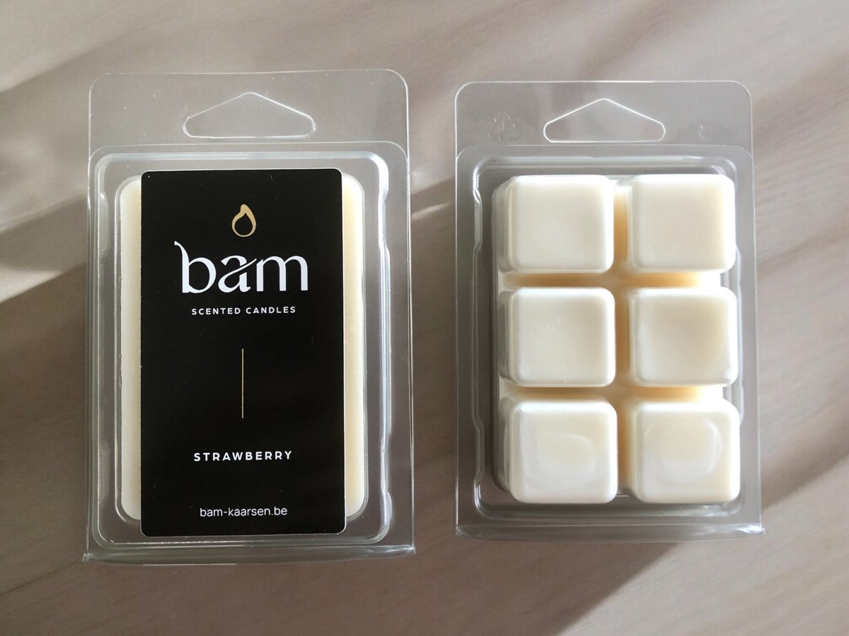 BAM Wax Melts Strawberry – Aardbei Geurwax – Vegan Wax Melts van Natuurlijke Zonnebloemwas – Geurblokjes voor Waxbrander – Handgemaakt in België