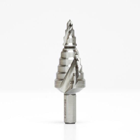 Foret étagé professionnel HSS 4-20 mm – Rainure hélicoïdale pour un Embouts efficace