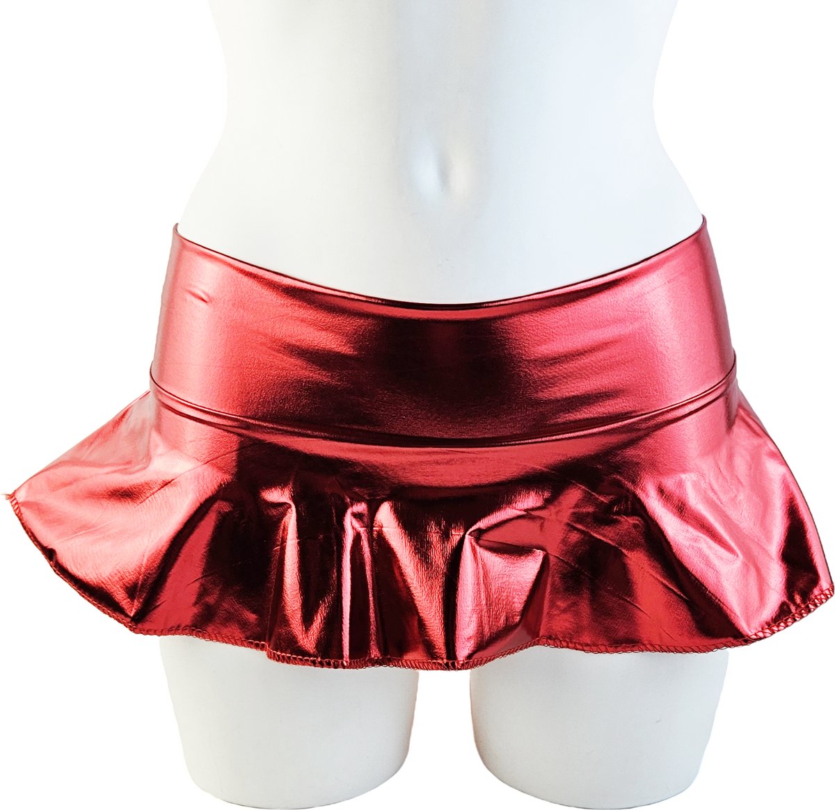 BamBella® - Mini rok - Maat S M L - Shiny Wetlook - Sexy Erotische rokje Super shine metallic Lame Glans Rood