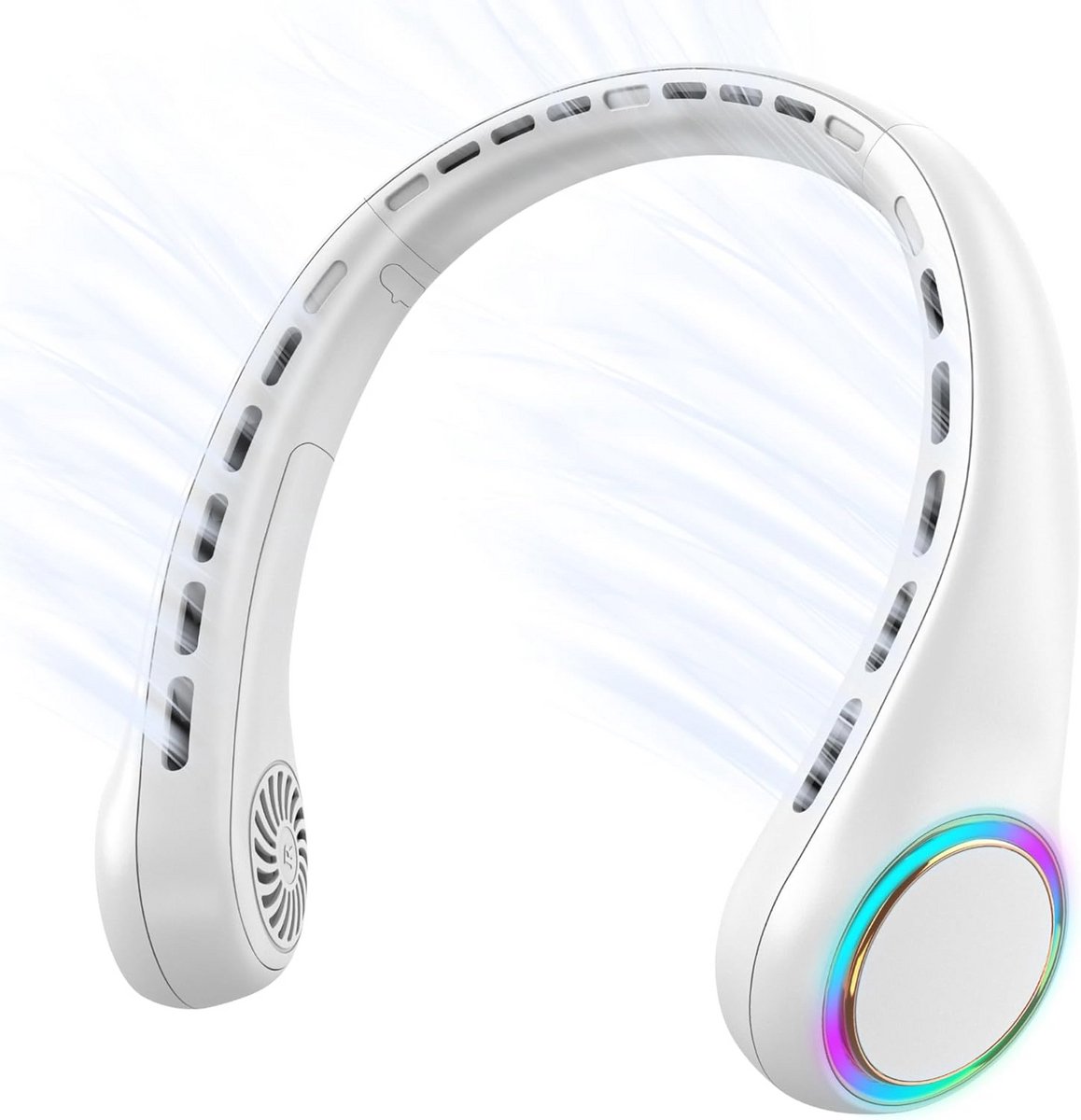 Draagbare Nekventilator met 4000mAh en 5-17U Levensduur - Handsfree Koelventilator met 3 Snelheden en 64 Koellichten