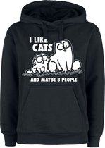 Sweat à capuche femme Simon's Cat - J'aime les Cats et peut-être trois personnes - Noir - L