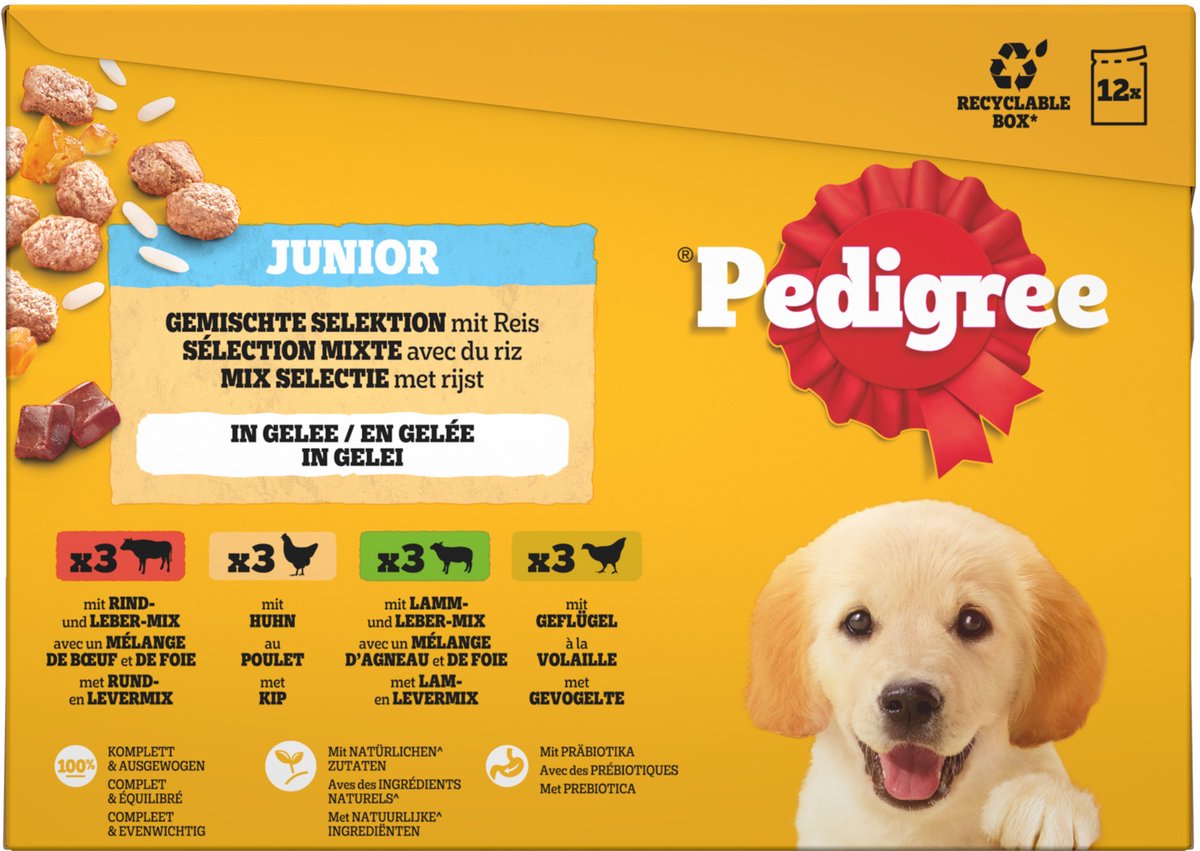 Pedigree Junior Mix Selectie In Gelei - Hondenvoer - 1,2 kg