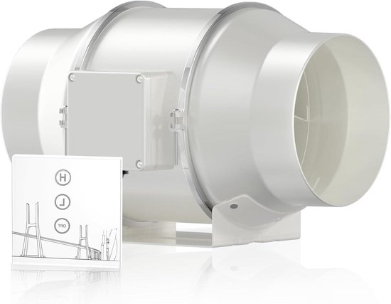 Brogachy Buisventilator 100mm - Regelbare EC-Motor Inline Ventilator 365 M³/u