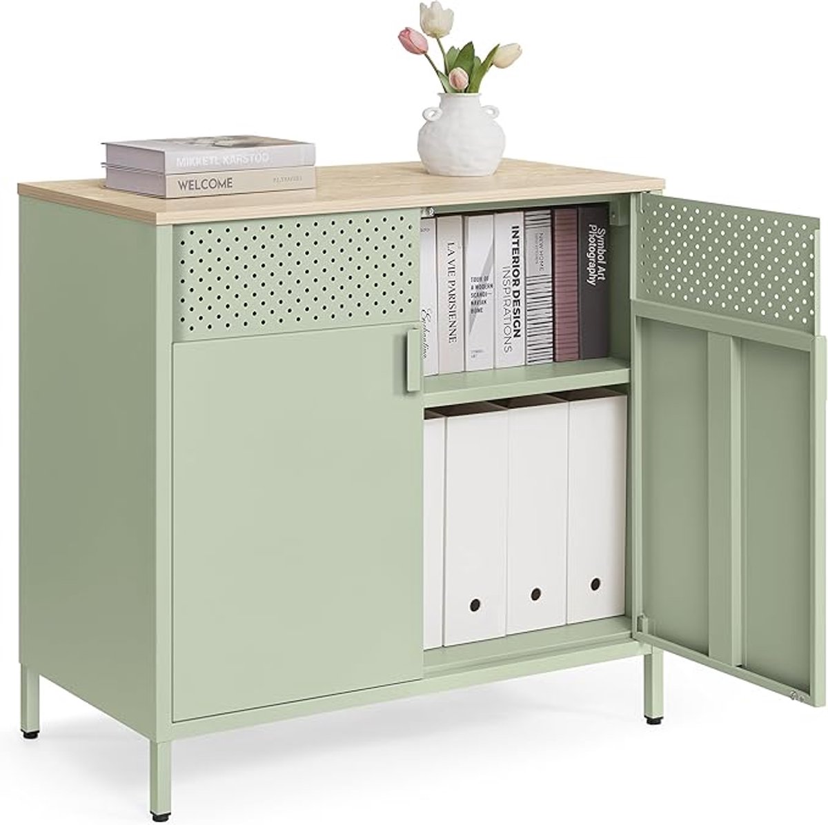 Kast - Dressoir - Archiefkast - Kantoorkast - Opbergruimte - 80 cm x 40 cm x 76 cm - Groen