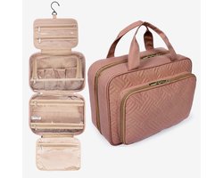 CUBEXCOM Toilettas met Haak - Grote Make-Up Organizer, Roze