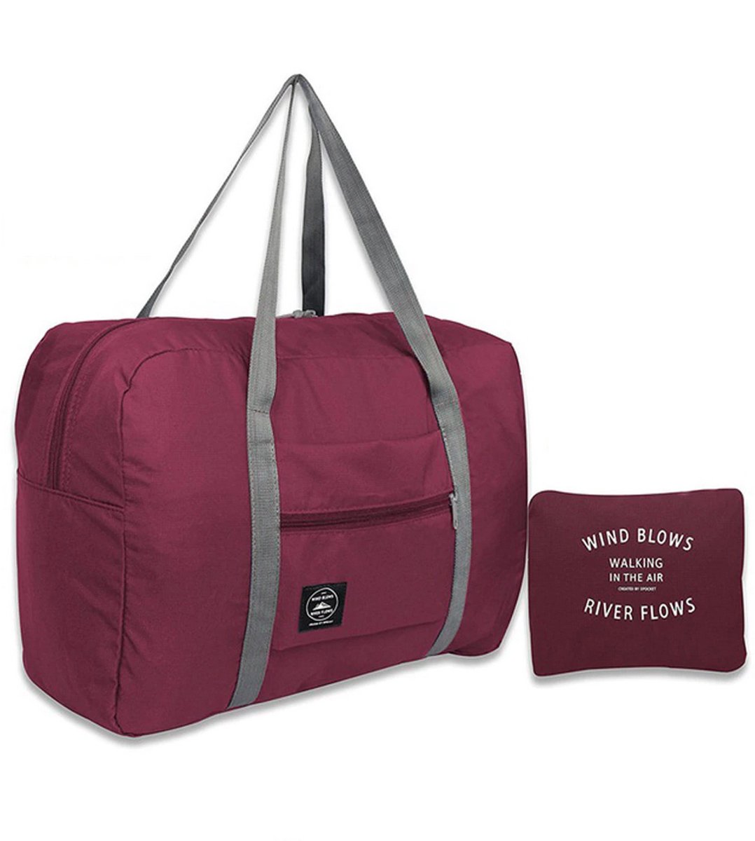 Weekendtas, Reistas of Opbergtas - Lichtgewicht, dun polyester en handig opvouwbaar voor kleding kleren opruimen - 20L - Bordeaux Rood
