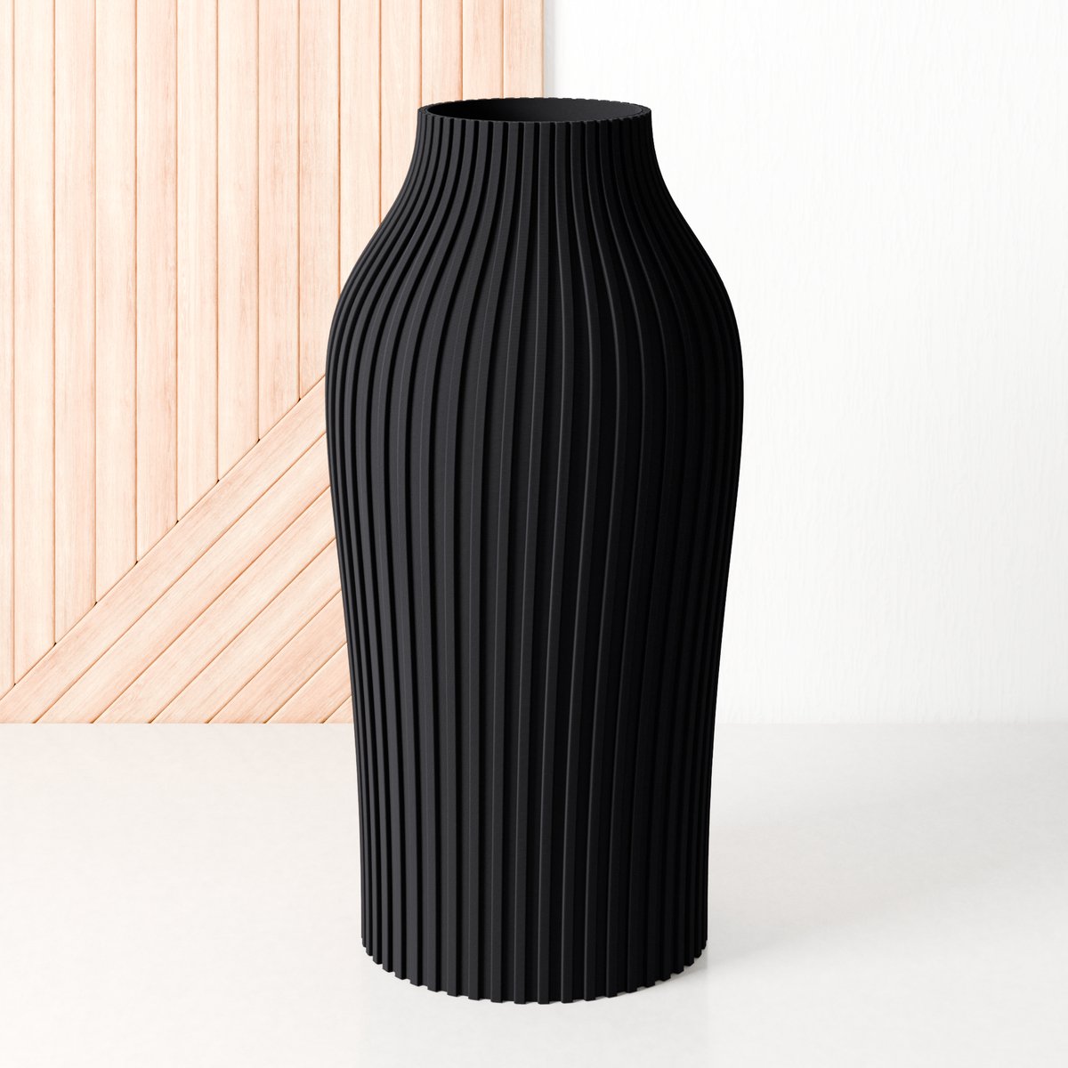 Fleuriek - Vaas Zwart - H30 cm - Vaas voor zijdenboeket of droogbloemen - Cadeau voor haar - Duurzame tafeldecoratie van gerecycled plastic - Strakke moderne vaas