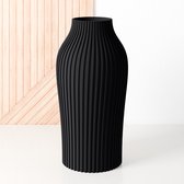 Fleuriek - Vaas Zwart - H30 cm - Vaas voor zijdenboeket of droogbloemen - Cadeau voor haar - Duurzame tafeldecoratie van gerecycled plastic - Strakke moderne vaas
