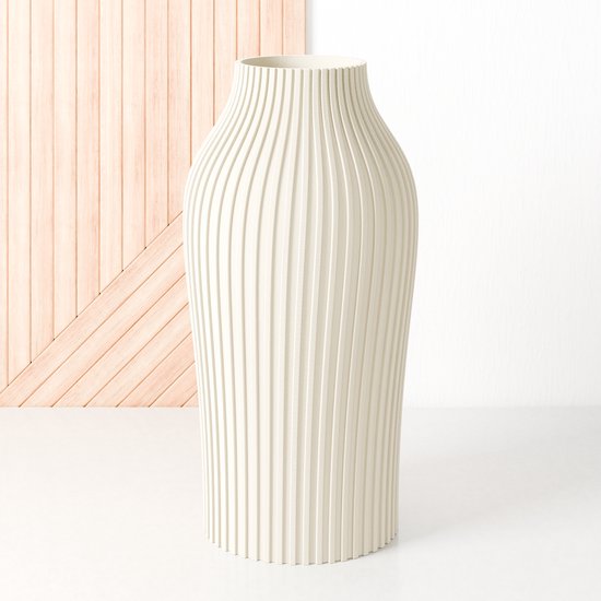 Dastium Home - Grand Vase Beige - H50 cm - Vase pour bouquet de soie ou fleurs séchées - Cadeau pour elle - Décoration de table durable en plastique recyclé - Vase moderne et élégant