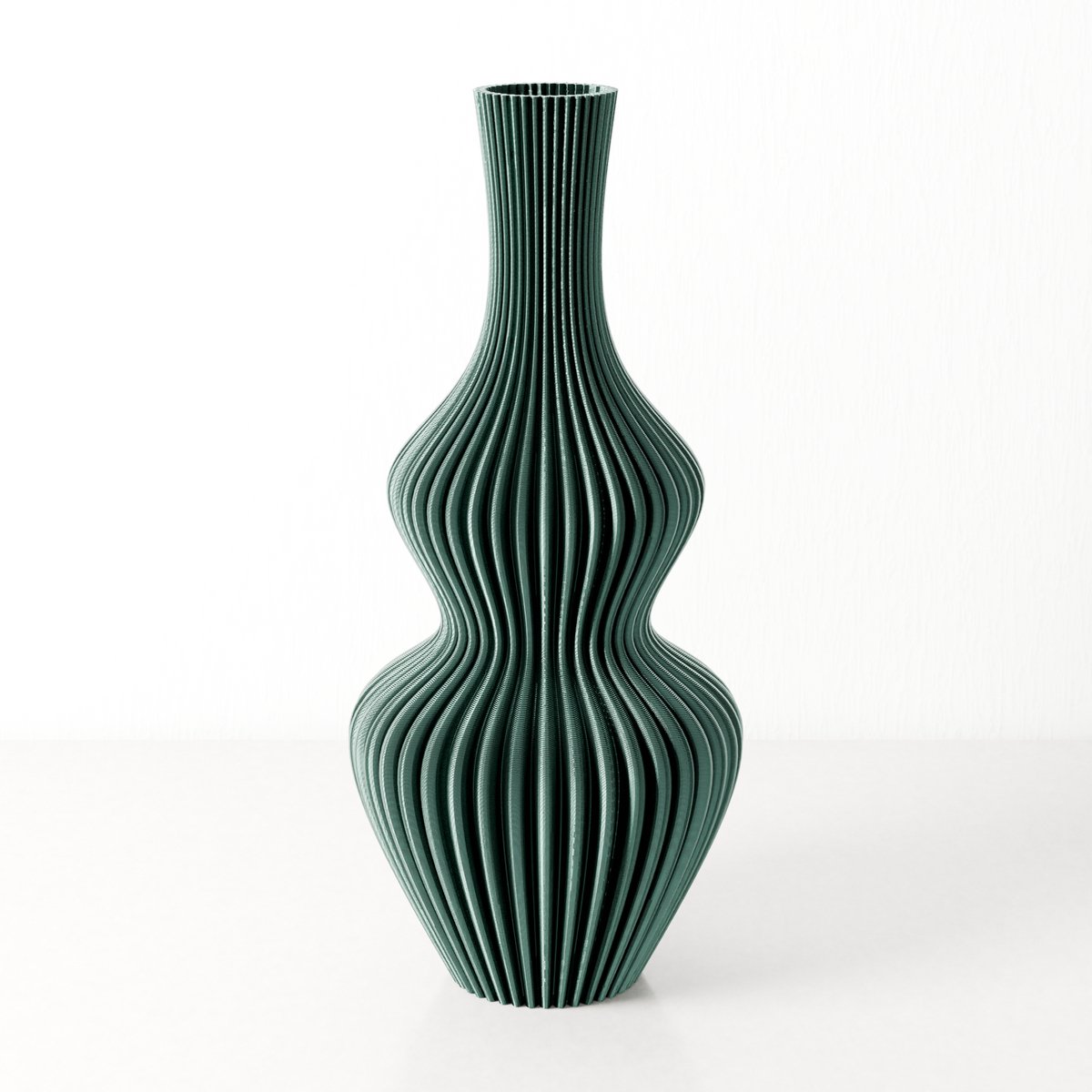 Fleuriek Grote Vaas - Silk groen - H50 cm - Vaas voor zijden bloemen - Moderne decoratieve vaas gemaakt van duurzaam kunststof - Geribbelde vaas