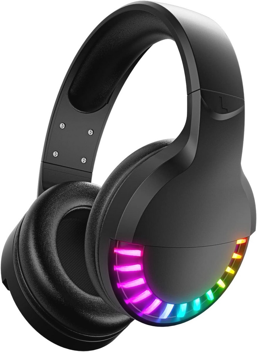 Draadloze Bluetooth Gaming Headset met Microfoon - Hi-Fi Stereo Over Ear, Oplaadbaar, RGB LED Verlichting - Perfect voor PC en iPad