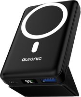 Auronic Powerbank 10.000 mAh - MagSafe Geschikt - Quick Charge - Voor iPhone 12, 13, 14, 15, 16 - Draadloos Opladen - Licht en Compact - Noodpakket - Zwart