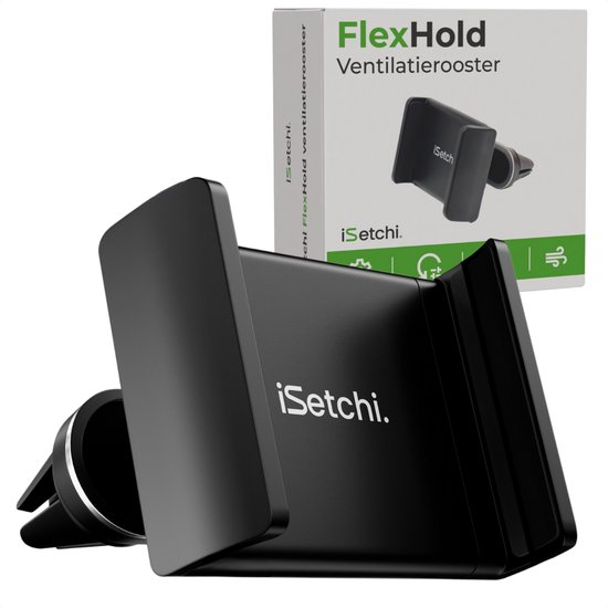 iSetchi Telefoonhouder Auto - Ventilatierooster - Uitschuifbaar Design - Universele GSM Houder - Autohouder Mobiel - Telefoonhouders Auto Ventilatie - Auto Accessoires - Zwart