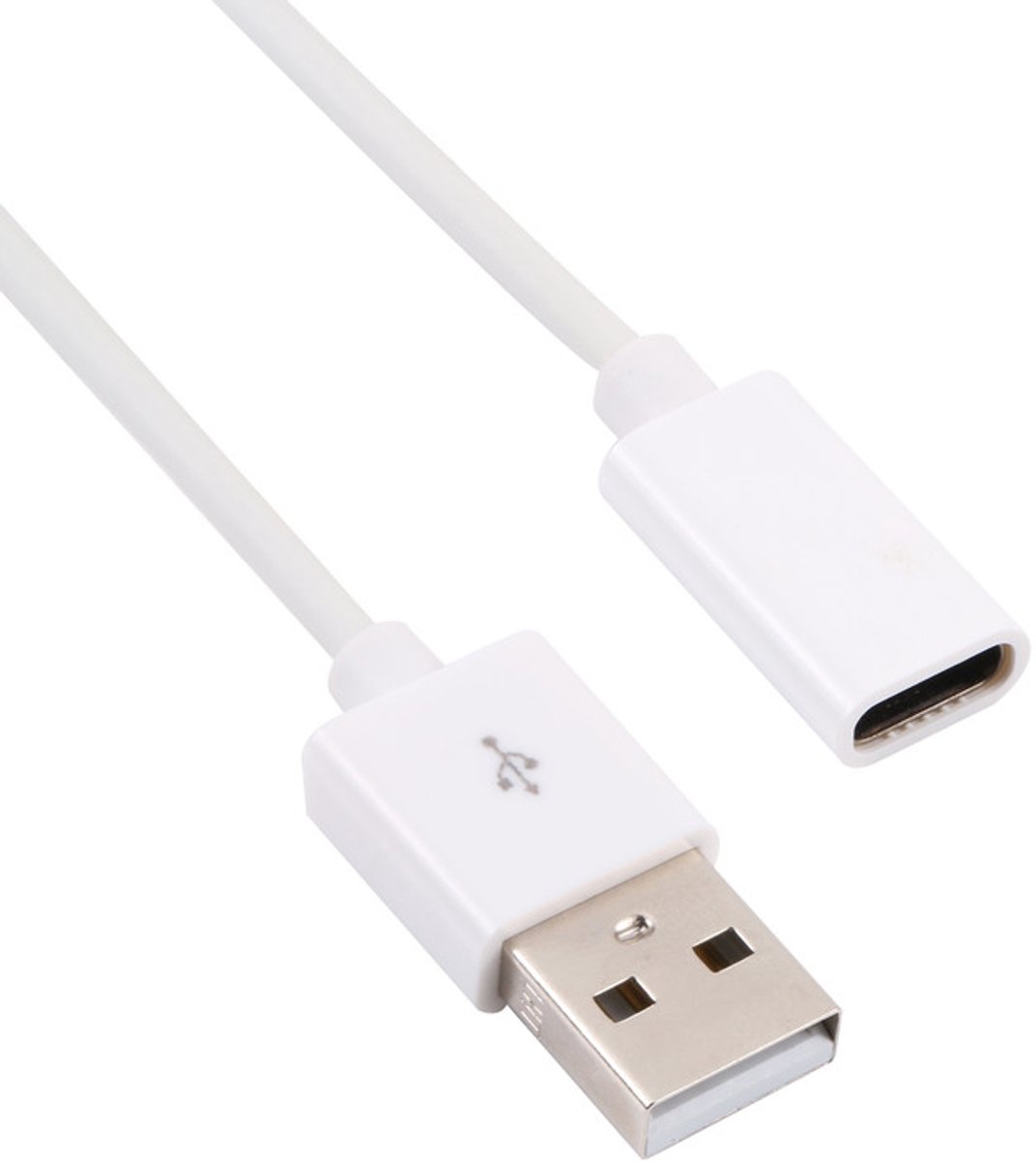 USB Male naar USB-C Female verlengkabel adapter kabel - 1 meter - wit
