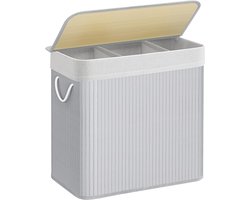 MAZAZU - Wasmand - Waszak - 3 Compartimenten - Bamboe - Grijs