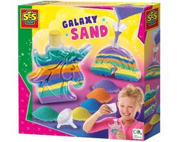 foto van SES Creative - Galaxy - Zandkunst - Knutselen Meisje - Unicorn en Regenboog - 5 Kleuren en 1 Trechter - Vanaf 5 Jaar