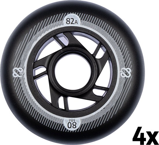 Set de Roues pour rollers Nijdam - 80 x 24 mm - 4 pièces - Zwart