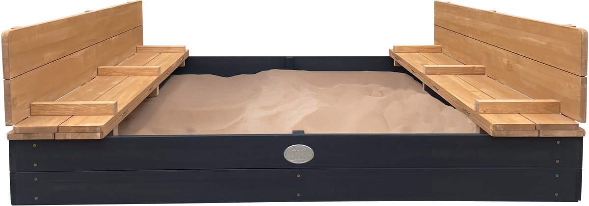 AXI Ella XXL Zandbak 150 x 150 x 20 cm in Antraciet/bruin - Met Zitbankjes en Deksel – FSC hout – Extra grote zandbak voor kinderen — afbeelding 2