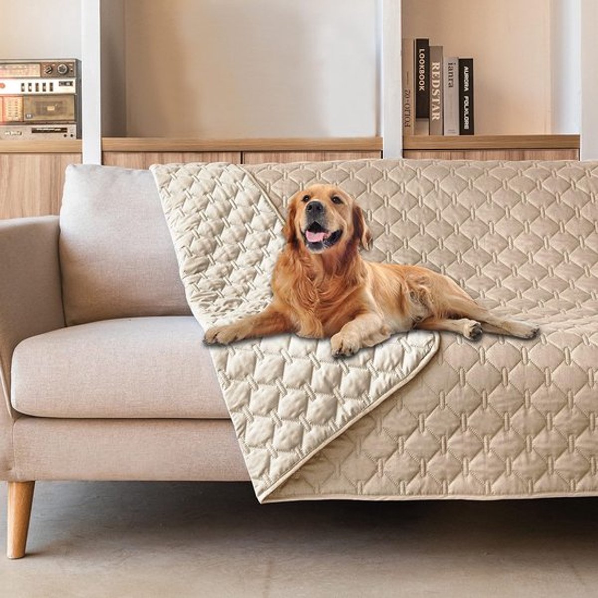 BOTC Hondendeken Bank - Waterbestendig - Dubbelzijdige - 130x200cm - Fleece Plaid Hond Kat Huisdier - Bankbeschermer - Beige