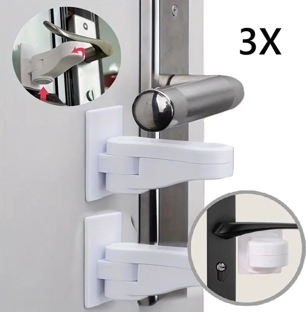 Image of 3X Deurklink Beveiliging Voor Kinderen I Deurklink Vergrendeling I Veiligheidsslot Kind I Kinderslot Deur I Deurklink Beveiliging Baby