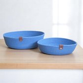 Hobbygaren – Handgemaakte Opbergmanden Set – Antiekblauw – Gerecycled Katoen – 23x6 & 29x9 cm – Duurzaam & Stijlvol – Opbergmand voor Woonkamer, Badkamer of Kantoor