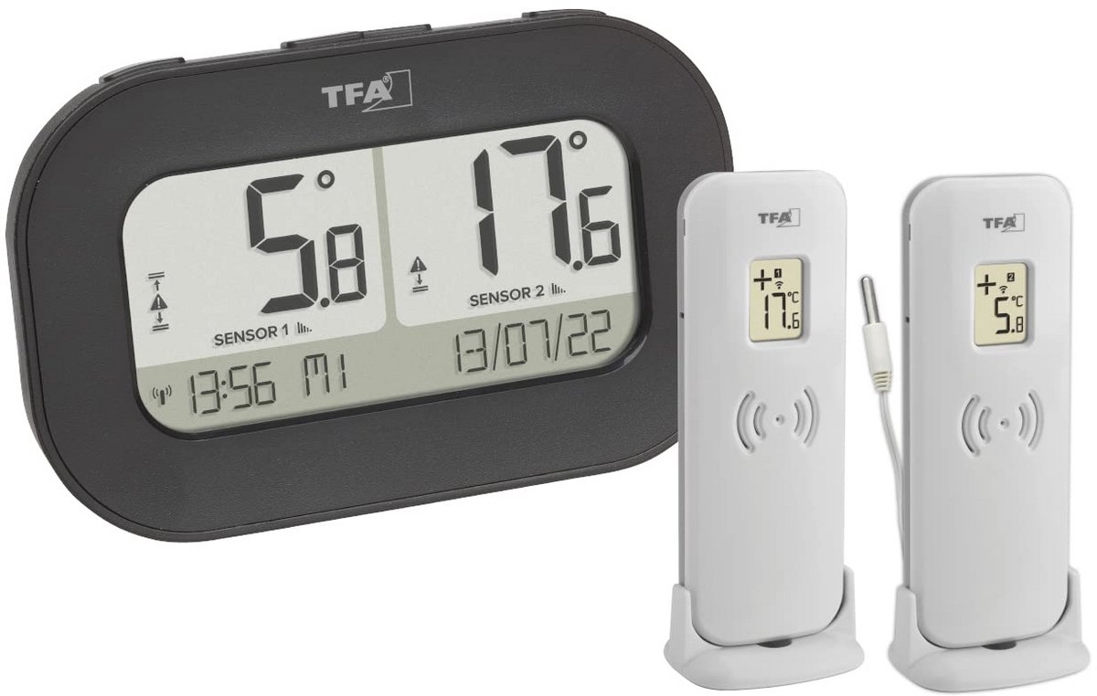 Digitale draadloze thermometer met 2 zenders en waterdichte kabelsonde