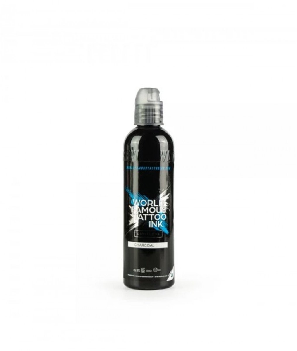 WORLD FAMOUS LIMITLESS CHARCOAL GREYWASH 120ML | Graywash | Tattoo ink | Tattoo Inkt | Shader | Zwart tattoo inkt |