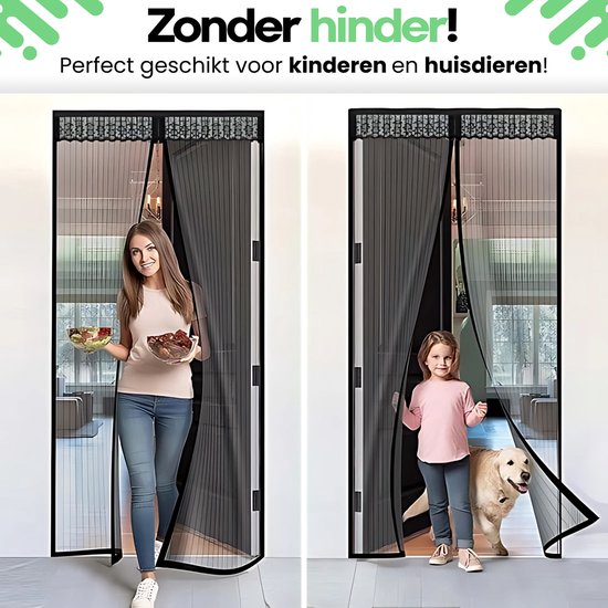Vliegengordijn Magnetisch 210 x 90 cm - Luxe Deurhor - Naadloze sluiting door 32 Magneten - Deurgordijn - Horgordijn Deur