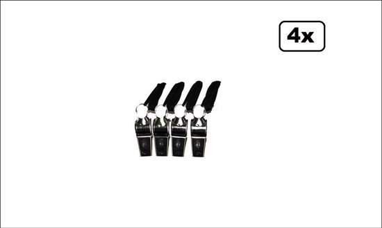 4x Sifflet d'arbitre en métal avec cordon - sifflets football hockey sports d'intérieur arbitres baseball métal