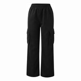 Cargobroek Zwart- Dames Mode - Cargo - Baggy Broek - Zakken op de Benen