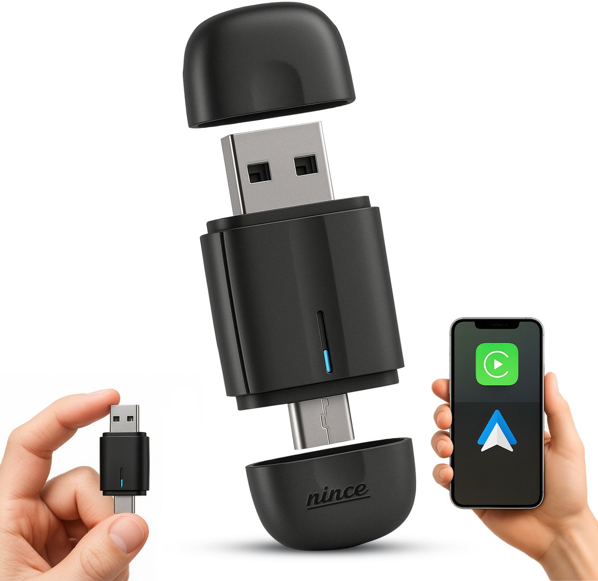 Nince Carplay Dongle - Draadloos Carplay - Zwart - Draadloos Carplay - Alleen te gebruiken met ingebouwde Apple CarPlay en Apple iPhone