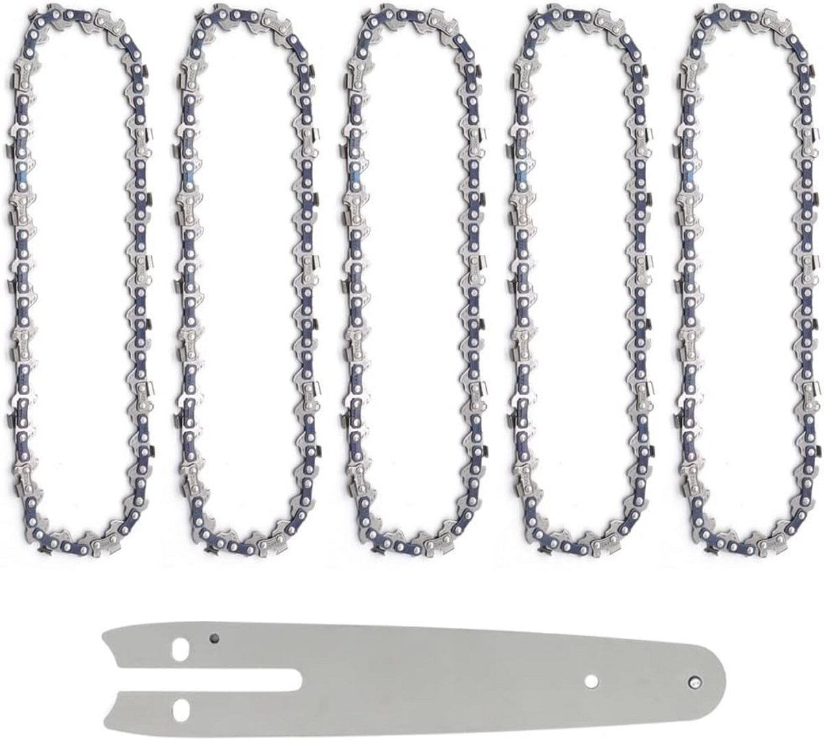 5 Stuks Mini Kettingzaag 6 Inch Vervangende Zaagketting met Geleidestang voor Handheld Kettingzagen