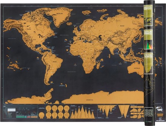 ADVNTravel Wereld Kraskaart – Scratch Map – 83x60 cm – Wereldkaart Poster – Wanddecoratie – Reis Kraskaart – Wit – Wereldkaart om te Krassen