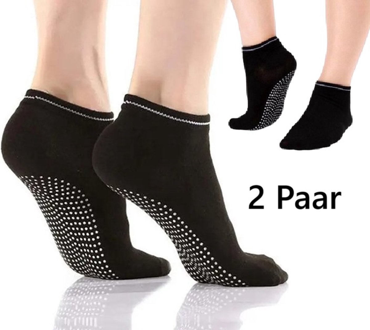 2 Paar Yoga Sokken I Gesloten Teen Yoga Sok I Met Anti Slip Onderkant I Antislip Sokken I Pilates Sokken I One Size Maat 36-40 I Zwart