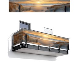 Balkonscherm 500x100 cm - Balkonposter Strand - Duinen - Zonsondergang - Balkon scherm decoratie - Balkonschermen - Balkondoek zonnescherm
