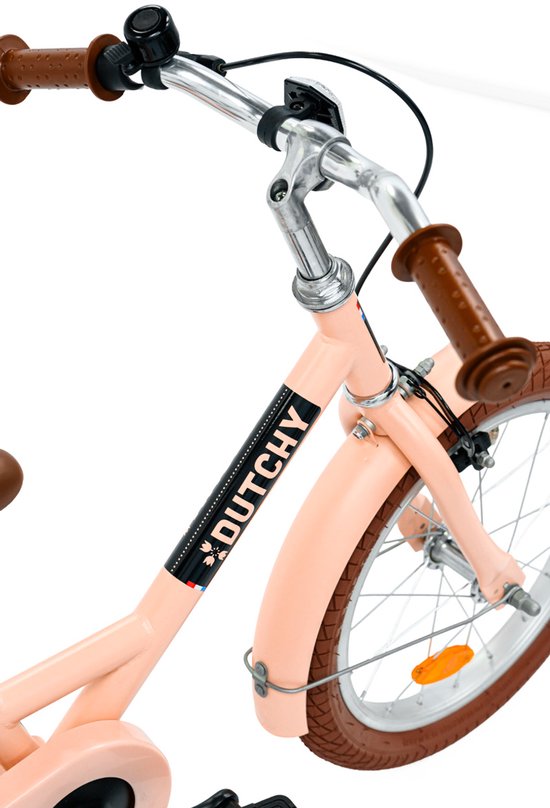 Nogan Dutchy Kinderfiets 18 Inch - Met Zijwieltjes - Verstelbaar Stuur & Zadel - Terugtraprem & V-Brake - Mat Roze van Nogan — afbeelding 5