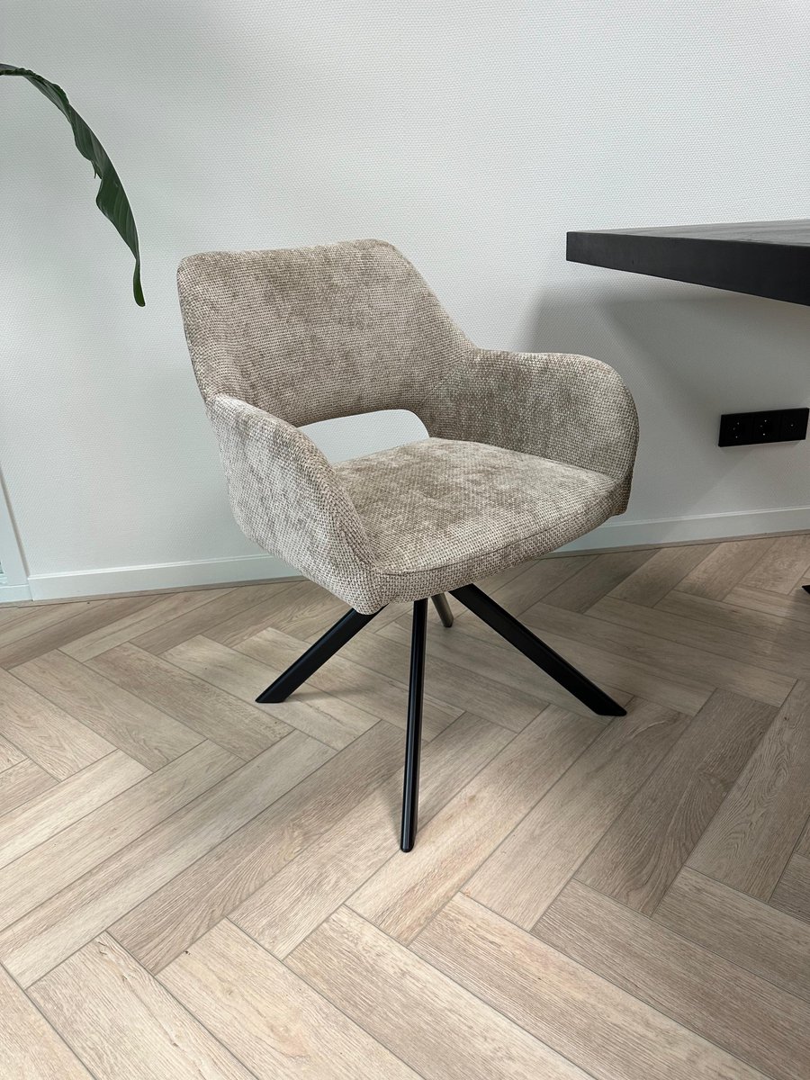 Ams Living® Eetkamerstoel Draaibaar 6 x | Luxe afwerking | Stof | Kleur Taupe | Eettafel Stoelen | Design Stoelen Eettafel 6 x Stoel – foto 5