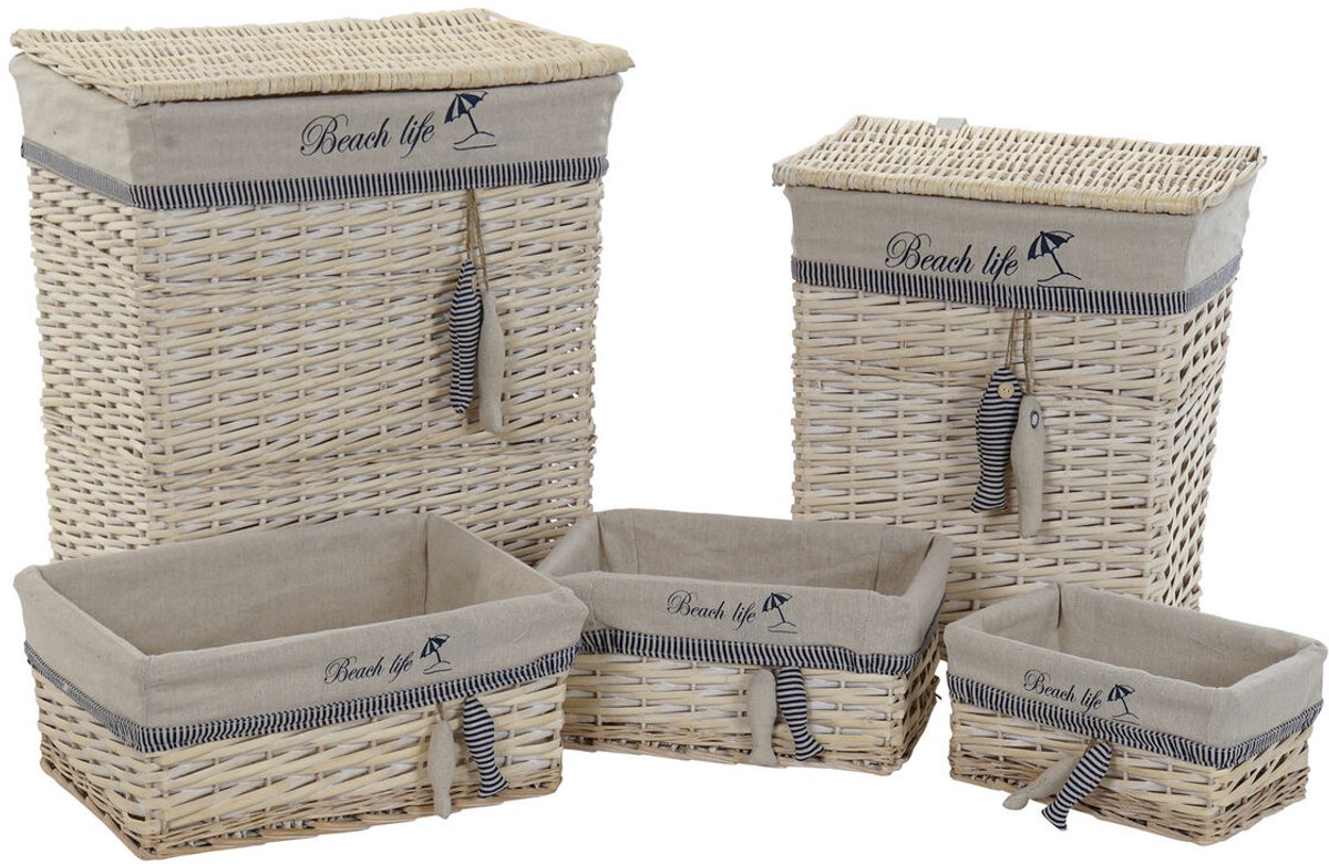 Basket spelset DKD Home Decor 47 x 35 x 56 cm Polyester Spiralen (5 Stuks)