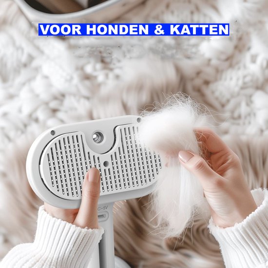 Huisdier Stoomkam Voor Honden En Katten – Oplaadbaar, Met Sprayfunctie, Digitaal Batterijdisplay – Antistatisch En Klitvrij – Voor Een Glanzende, Gezonde Vacht