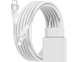 Snellader - 2 Meter Oplader Kabel - USB C naar USB C - Geschikt voor iPhone 15/16 & Samsung - USB-C Oplader