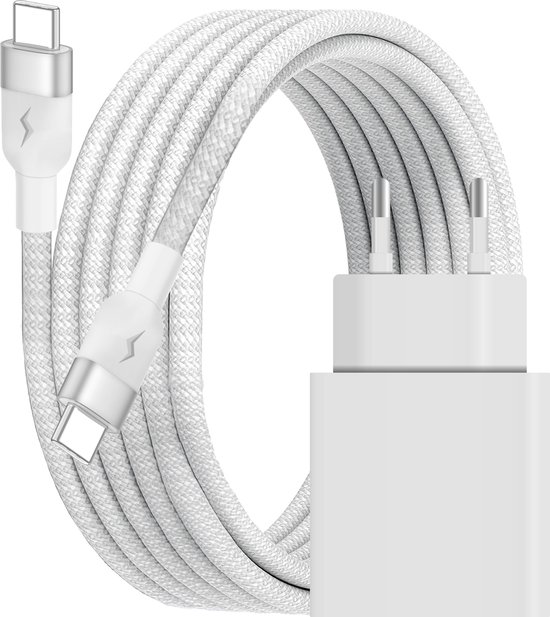 Snellader - 2 Meter Oplader Kabel - USB C naar USB C - Geschikt voor iPhone 15/16 & Samsung - USB-C Oplader