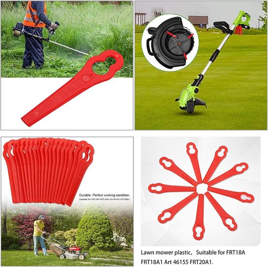 100 stuks set rode plastic grasmaaierbladen, binnenplaats grasmaaier, tuin grasmaaier, grasmaaier, grasmaaier, plastic blad, kalebasvormige tuin grasmaaier, trimmer blad van Merkloos	 — afbeelding 4