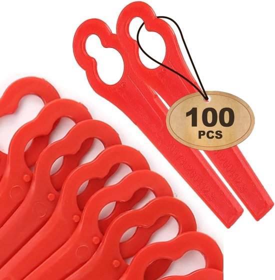 100 stuks set rode plastic grasmaaierbladen, binnenplaats grasmaaier, tuin grasmaaier, grasmaaier, grasmaaier, plastic blad, kalebasvormige tuin grasmaaier, trimmer blad van Merkloos	 — afbeelding 3
