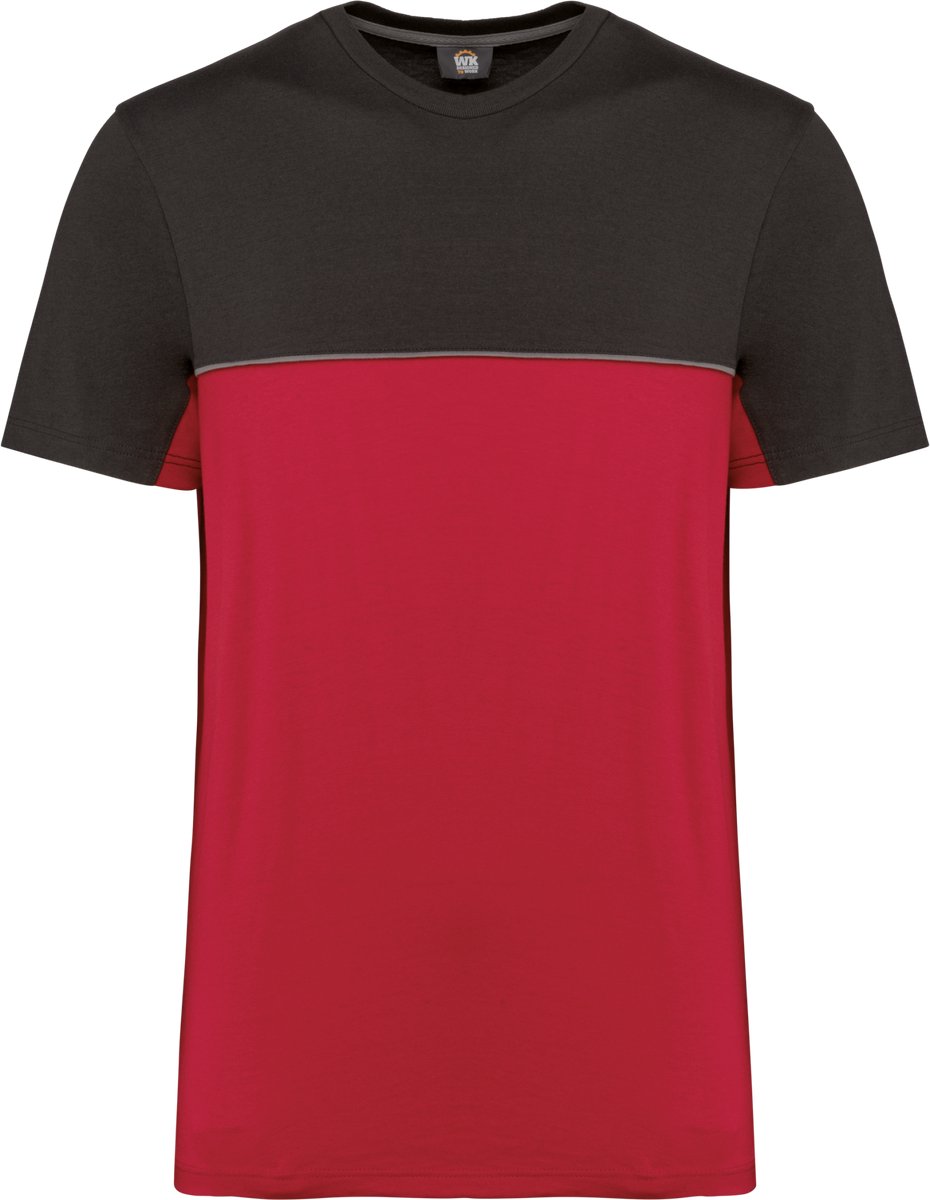 WK. Designed To Work Ecologisch tweekleurig uniseks T-shirt met korte mouwen WK304 - Red / Dark Grey - L